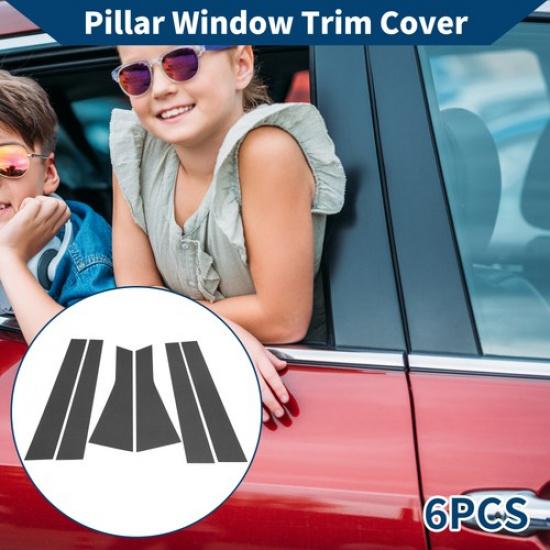 6 Pcs Door Pillar Window Trim for Jeep Cherokee 14-20 Carbon Fiber Pattern Black