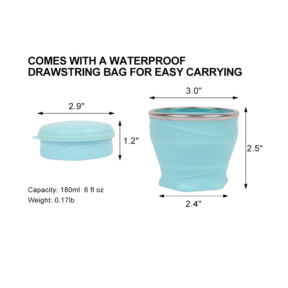 180ml faltbarer Wasserbecher, faltbarer Reisebecher aus Silikon - faltbarer Campingbecher aus Silikon mit Deckel - geeignet für Reisen, Camping,