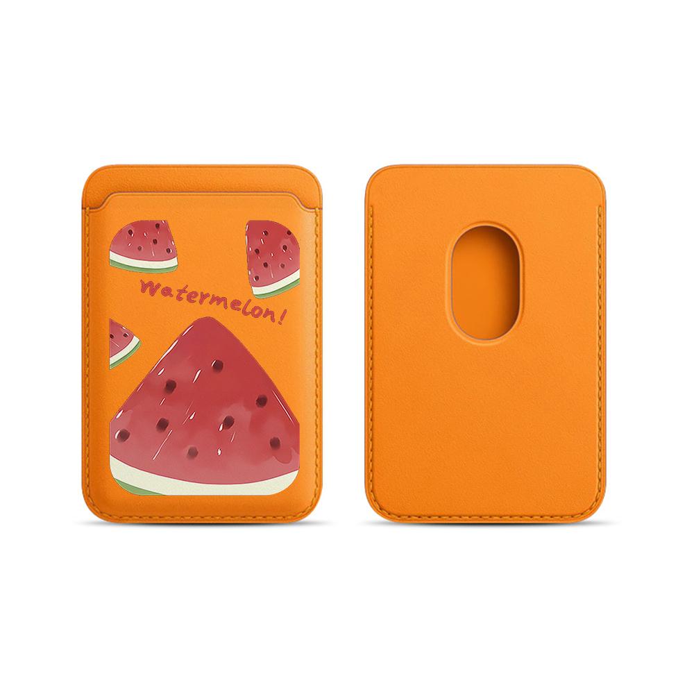 Summer Fruit Watermelon Leather Phone Wallet Case For Magsafe Magnetic Slim Back Pocket Shockproof Durable Stylish Cover
