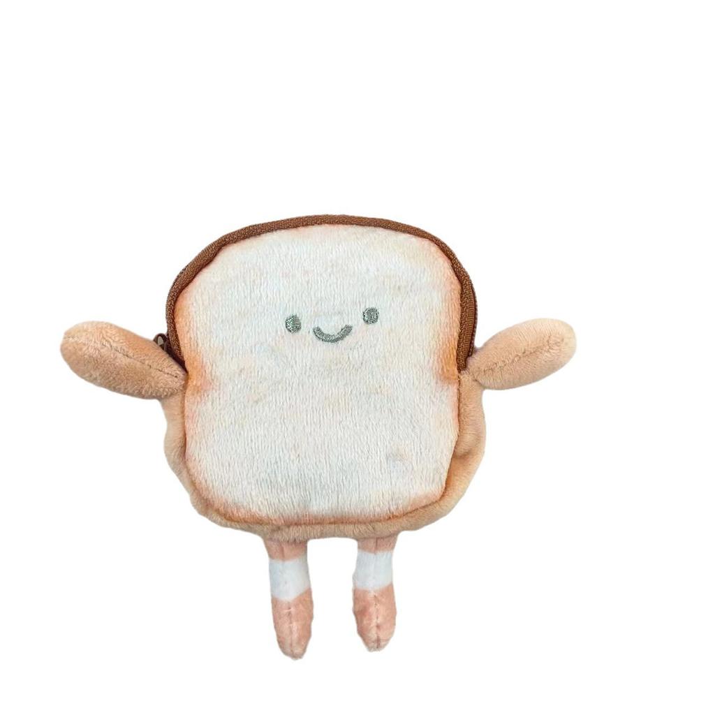 1/2pcs Toast Coin Purse Cartoon Cute Portable Earphone Bag Creative Small Storage Bag
