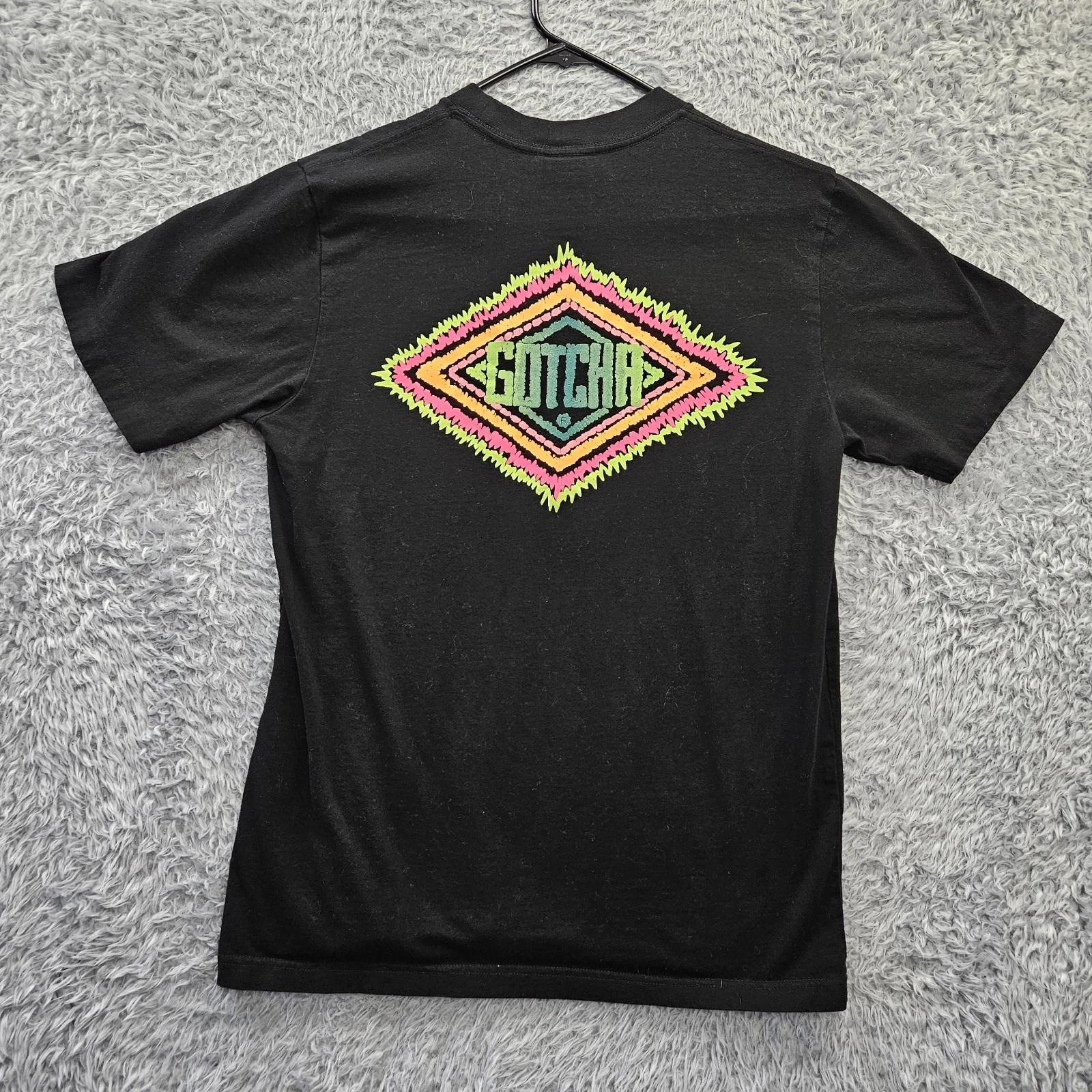GOTCHA T Shirt Vintage 90s Single Stitch Men Medium Skate Surf day Glow L