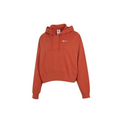 Sudadera con Capucha con Cordón de Ajuste Estampado de Logotipo de Color Sólido Manga Larga Tops para Mujer Rojo DM6418-861