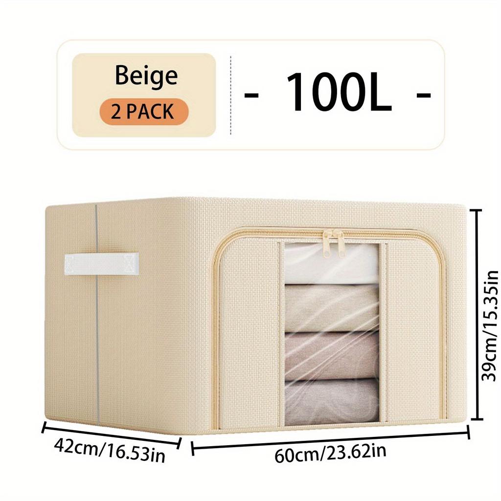 Oxford Cloth Storage Basket, Metal Frame with Transparent Window, Home & Casa Laundry Basket for Daily Storage
