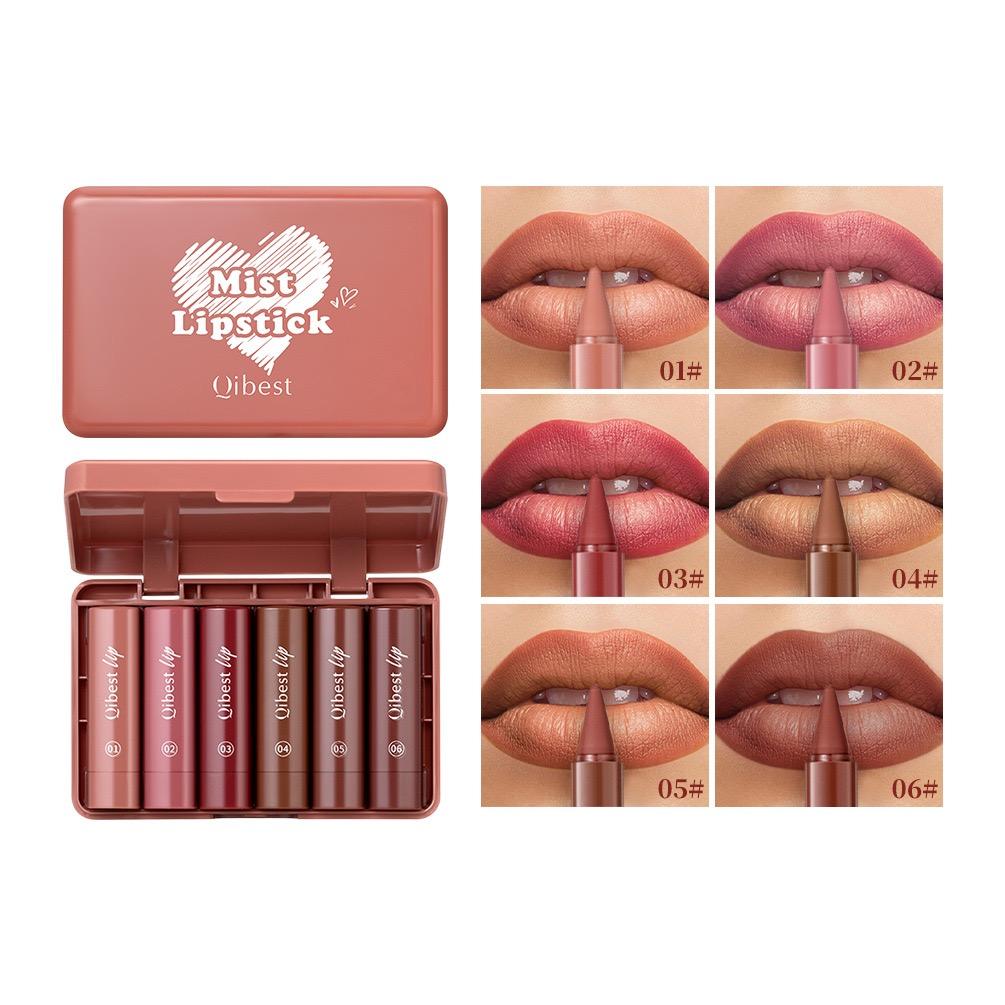 6-color mini lip liner and lipstick pencil, long-lasting waterproof 2-in-1 lip liner and lipstick, sexy matte finish.