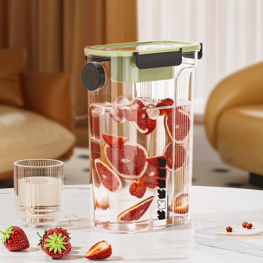 

Летний кувшин для холодильника с краном, контейнер для напитков с фруктовым чаем, портативный кувшин для воды, для зерна/риса/бобов Green-4L