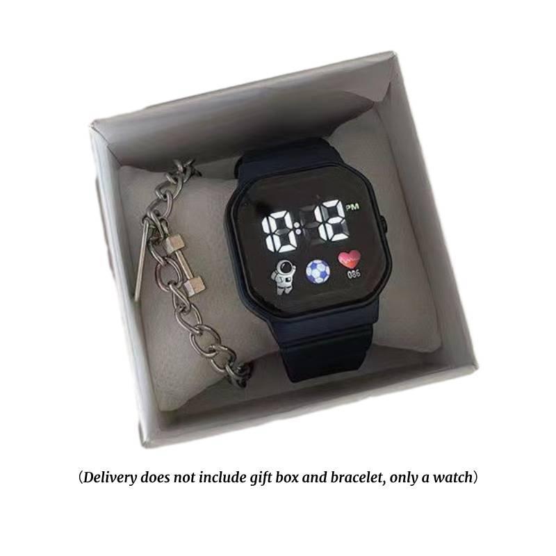 Fashionable Sporty Square Dial Women's Watch Waterproof Led Digital Display 30m Water Resistance