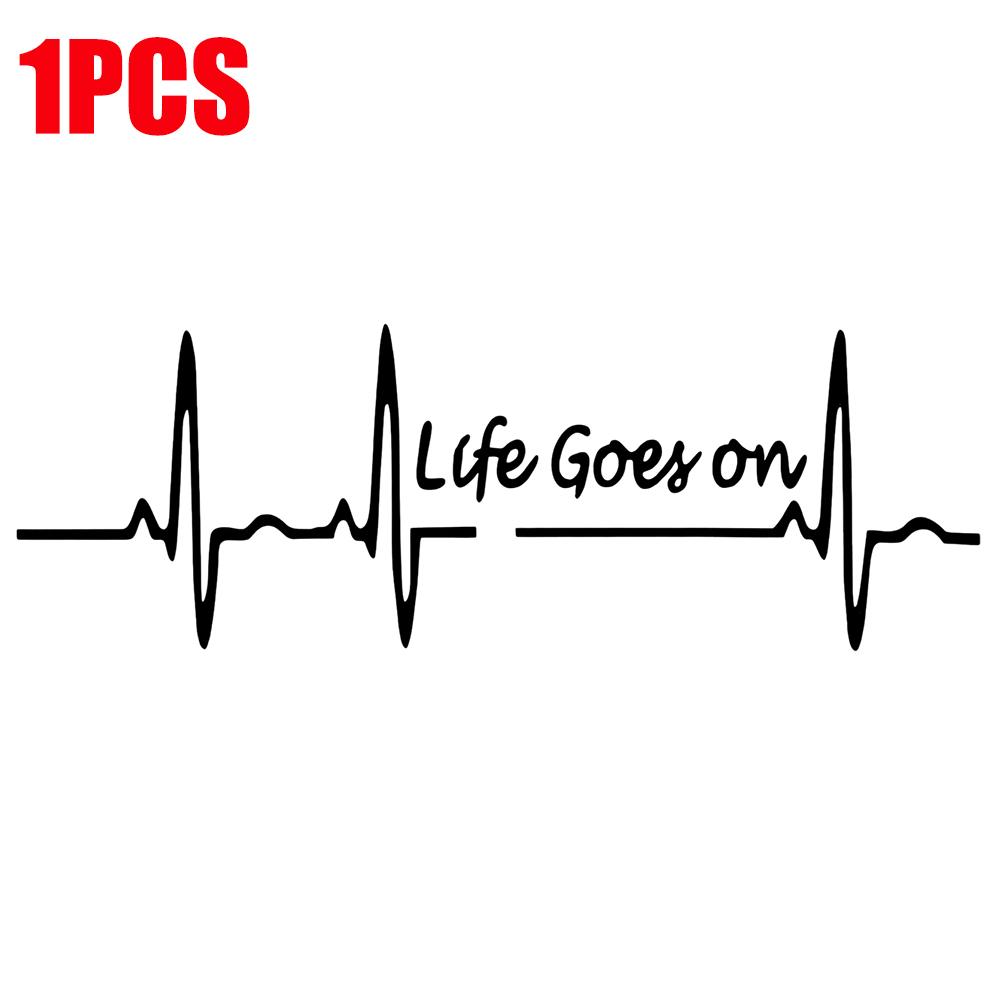 

Электрокардиограмма Наклейки на автомобиль Универсальный автомобильный стилистический внешний вид Украшения Водонепроницаемая наклейка на автомобиль Жизнь продолжается Кардиограмма Наклейки