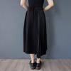 Black Cotton Plus Size High Waist Vintage Pleated Summer Casual Loose Long for Woman Skirts Womens Skirt