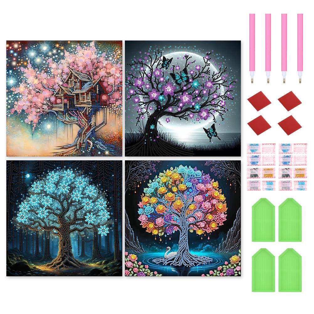 

4pcs Partial Drill Special Shape Diamond Painting Kits 30x30cm Crystal Rhinestone Paintings for Home Wall Decor