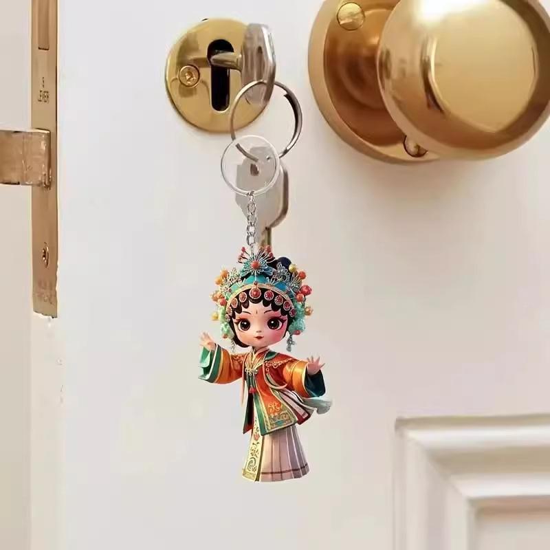 Chinese Dan Jingju Acrylic Opera Character Keychain and Theatrical Bag Pendant
