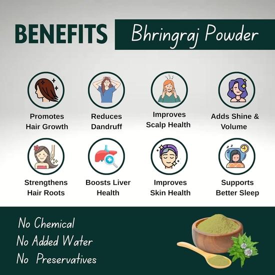 Brijbooti Bhringraj Powder for Hair Growth 200 Gram | Bhringraj Powder for Eating | Natural Formula For Hair Mask & Growth
