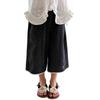 New Girls' Plaid & Polka Dot Three-Quarter Wide-Leg Pants (S/M/L) - Black