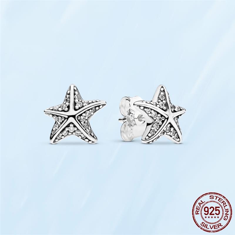 Real Original 925 Sterling Silver Daisy Flower Feather Hoop Heart Stud Earrings Fit Women Fashion Jewelry Engagement Party Gift