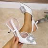 Fashion Crystal Square Buckle High Heels Sandals Women Spring Summer Slip On Pointed Toe Pumps Woman Thin Heel Party Wedding Shoes Mujer