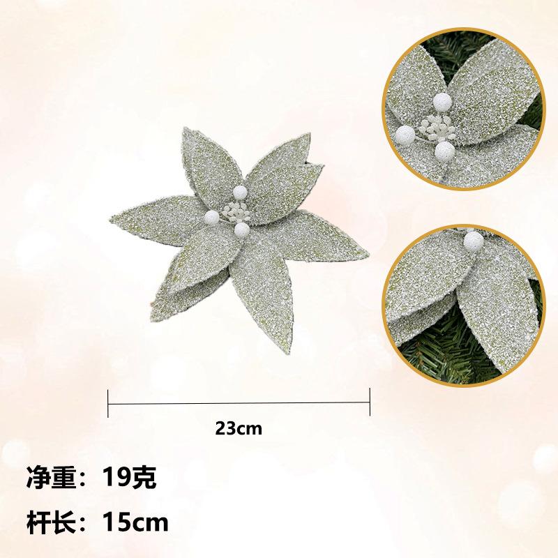 26cm Christmas Flower Red/green Glitter Fleece Simulation Fake Flower Xmas Tree Pendants Merry Christmas Flower Hanging Ornament