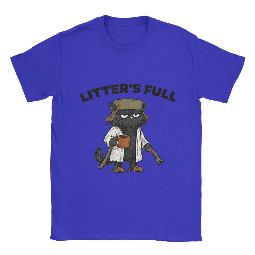 Funny Litters Full Cat  Men's T Shirts  Vintage Tee Shirt Short Sleeve Round Collar T-Shirts 100% Cotton Summer Tops