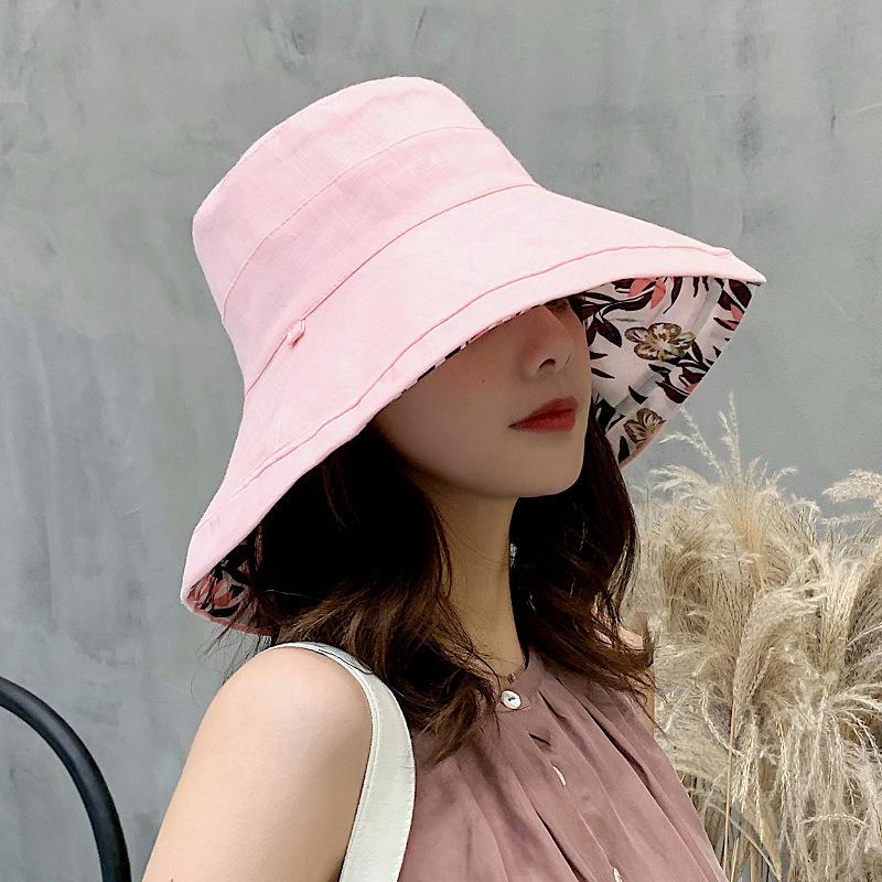 Women's Hat Bucket Hat Panamanian Women Four Seasons Fisherman Hat Big Brim Hat Double-Sided Fisherman Hat Sun Visor