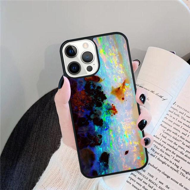 Opal Stone Iridescent Phone Case Cover For iPhone 17 Air 15 16 14 13 12 Pro Max 11 Pro Max Plus Coque Shell