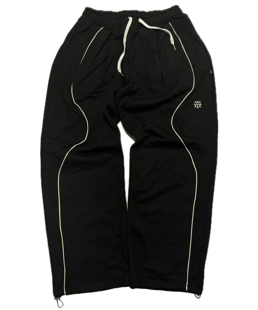 Aseuteleuwoldeu Symbol Logo Two-Tuck Cotton Track Pants (Black)