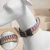 New Luxury Retro Knitted Embroidered Leather Dog Collar Soft and Adjustable Cowhide Dog Collar