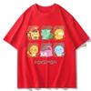 2026 Summer Pokemon Cute Starters Group Print T-Shirt, 100% Cotton Loose Oversized Couple & Family Tee for Travel Game & Sports