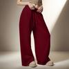 Women's Wool Wide-Leg Sweatpants Winter Warm Straight-Cut Sports Pants With Pockets