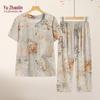 Yuzhaolin Elderly Floral Short Sleeve Cotton Suit