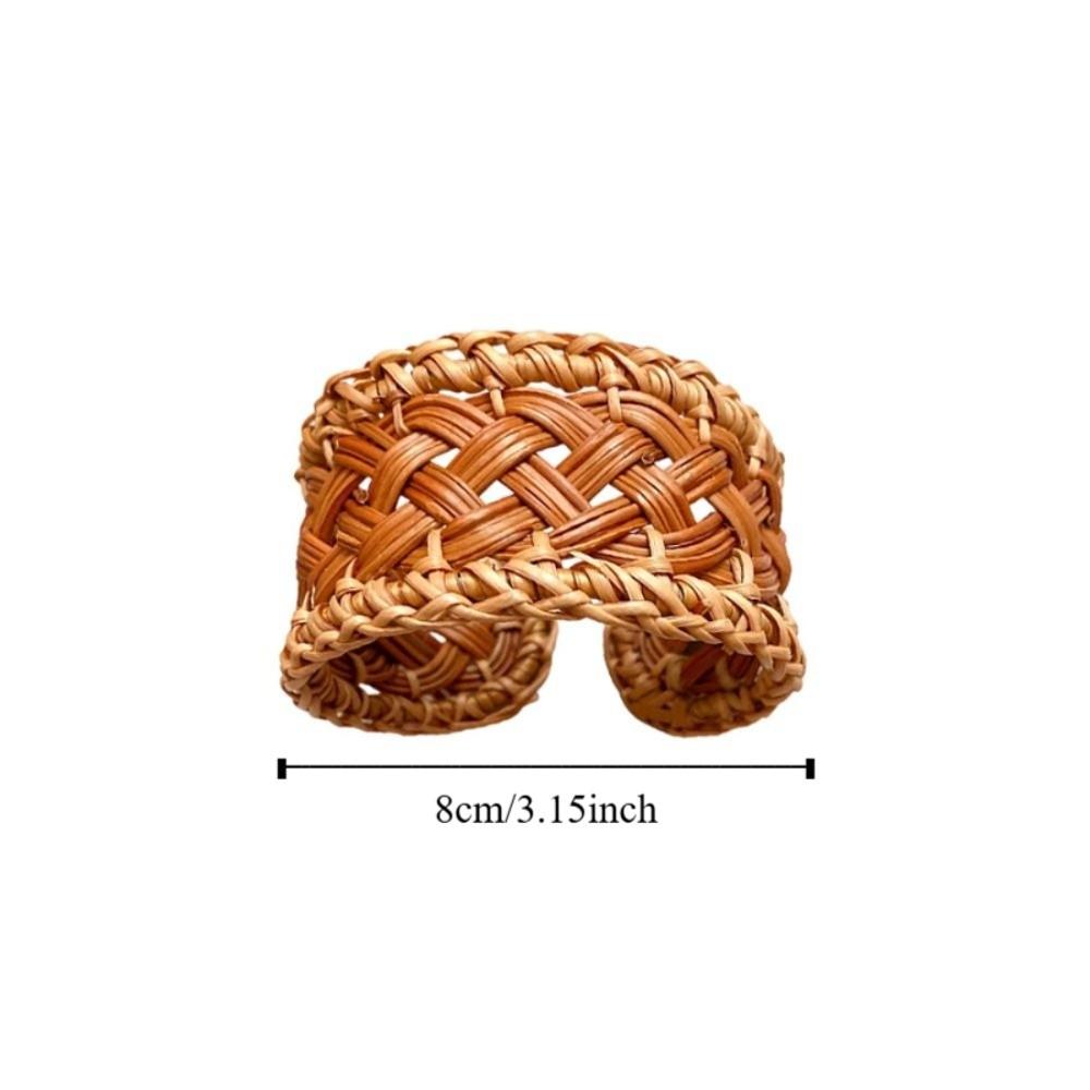 Bird Nest Shape Rattan Woven Bracelet Hand Ring Bohemian Braided Bracelet  Beach