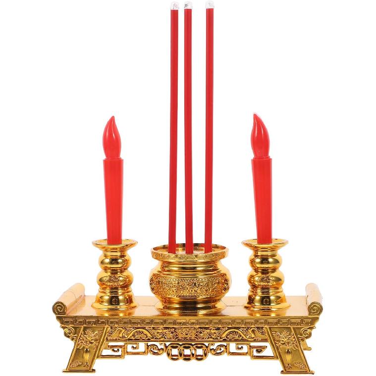 Beaupretty Led Decor Led Electronic Incense Burner Stick Buddhist Candle Lamp Retro Light Chinese Traditional Candlestick Feng Shui Buddhist Worship