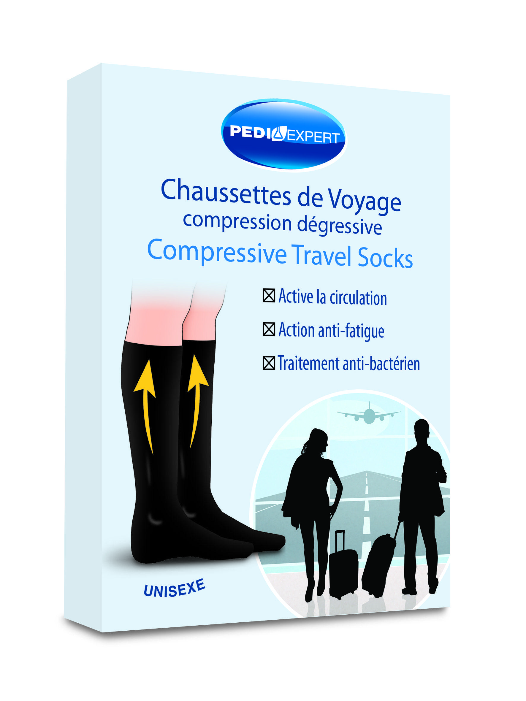 

Pediexpert Chaussettes de Voyage à Compression Dégressive L L