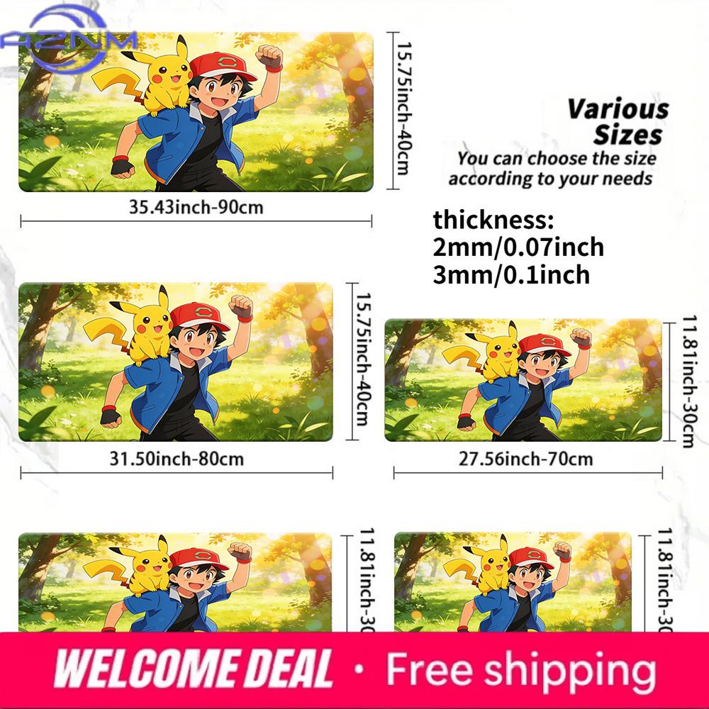 Ash Pikachu Cheering Forest Gaming Desk Mat NonSlip Washable Mouse Pad 30x80x0.2cm