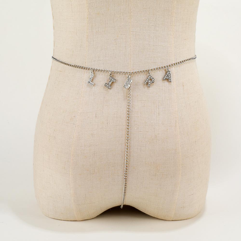 Модная цепочка на талию, многослойная хип-хоп рок-цепочка, многоэлементный алфавитный лоскутный пояс, панк-цепочка для тела