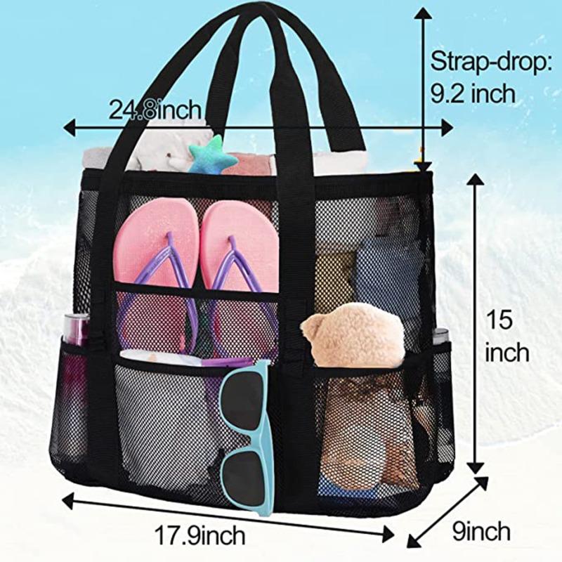 Beach Bags Amazon Mesh Beach Bags 8 Pocket Bathroom Bags Toy Multi-compartment Storage Bag Large Capacity Mesh Hollow Out Bags