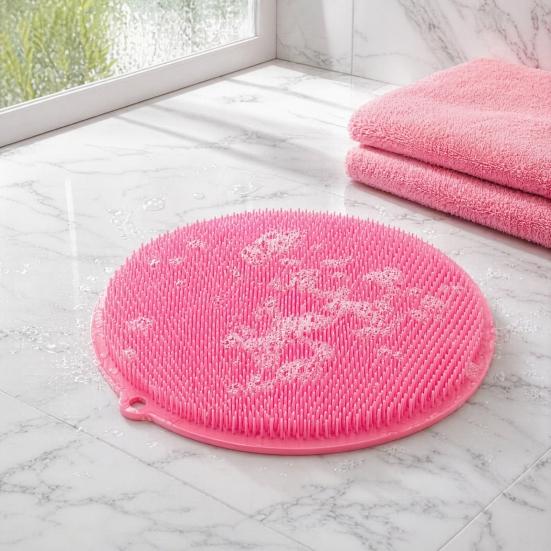 Foot Scrubber Mat with Anti-Slip Suction Cups, Ultra Soft Silicone Bristles Bath Brush, Wall Mounted Bath Foot Cleaner for Deep Cleaning And Massage