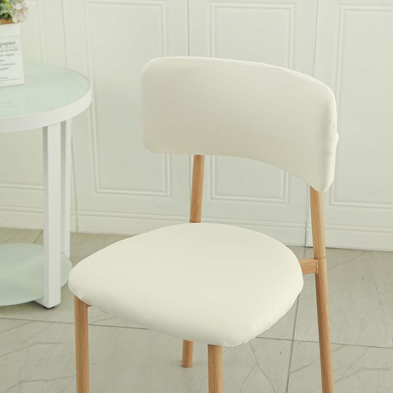 Elastic Curved Backrest Dining Chair Cover Solid Color Split Wood Chair Slipcovers Backrest Seat Dust Protector Home Decoration