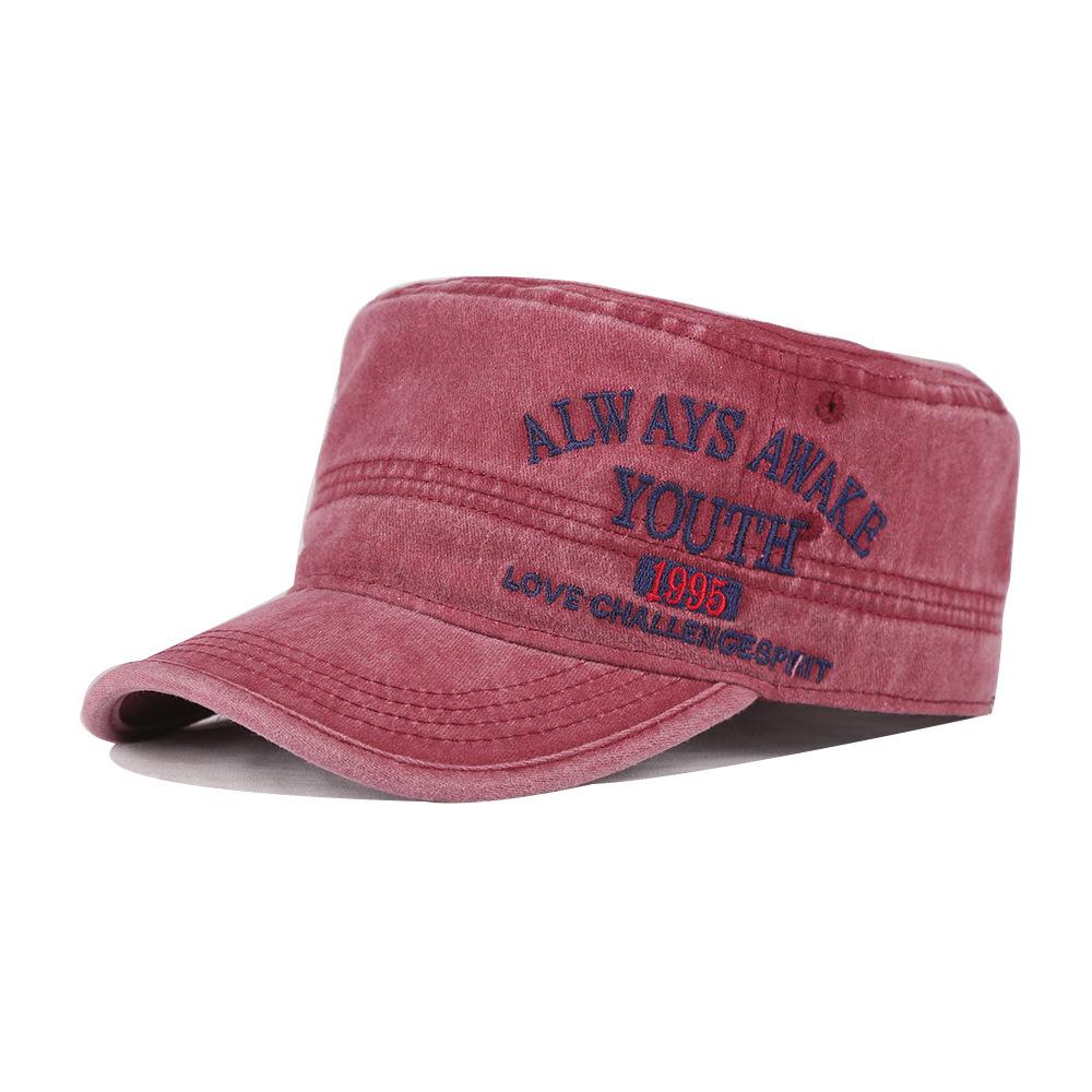Washed and old Youth Embroidered Baseball Cap Men's and Women's Four Seasons Classic Large Embroidered Alphabet Military Cap