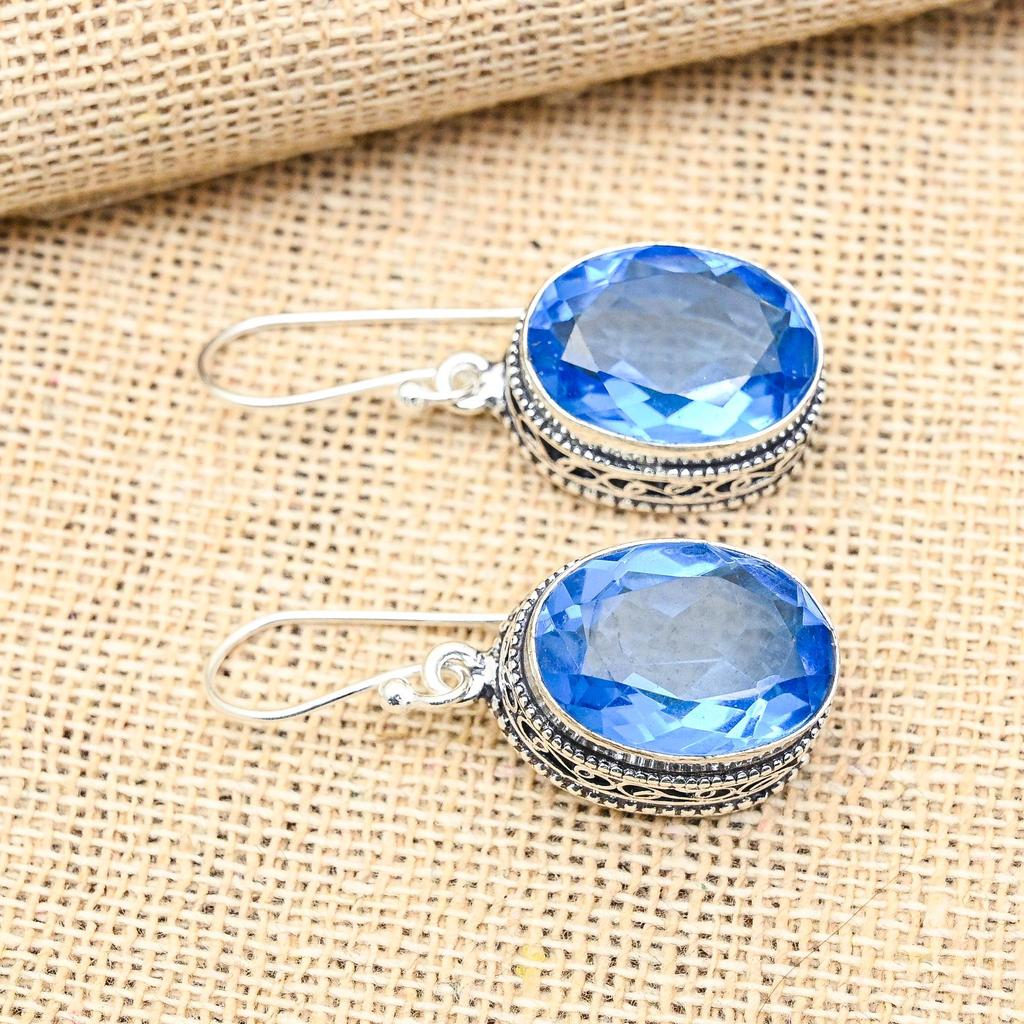 Wonderful Tanzanite Gemstone 925 Sterling Silver Jewelry Handmade Earrings For Wedding Gift