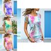 Womens Vibrant Tie-dye Printed Tops Casual Short Sleeve Blouse Perfect For Summer