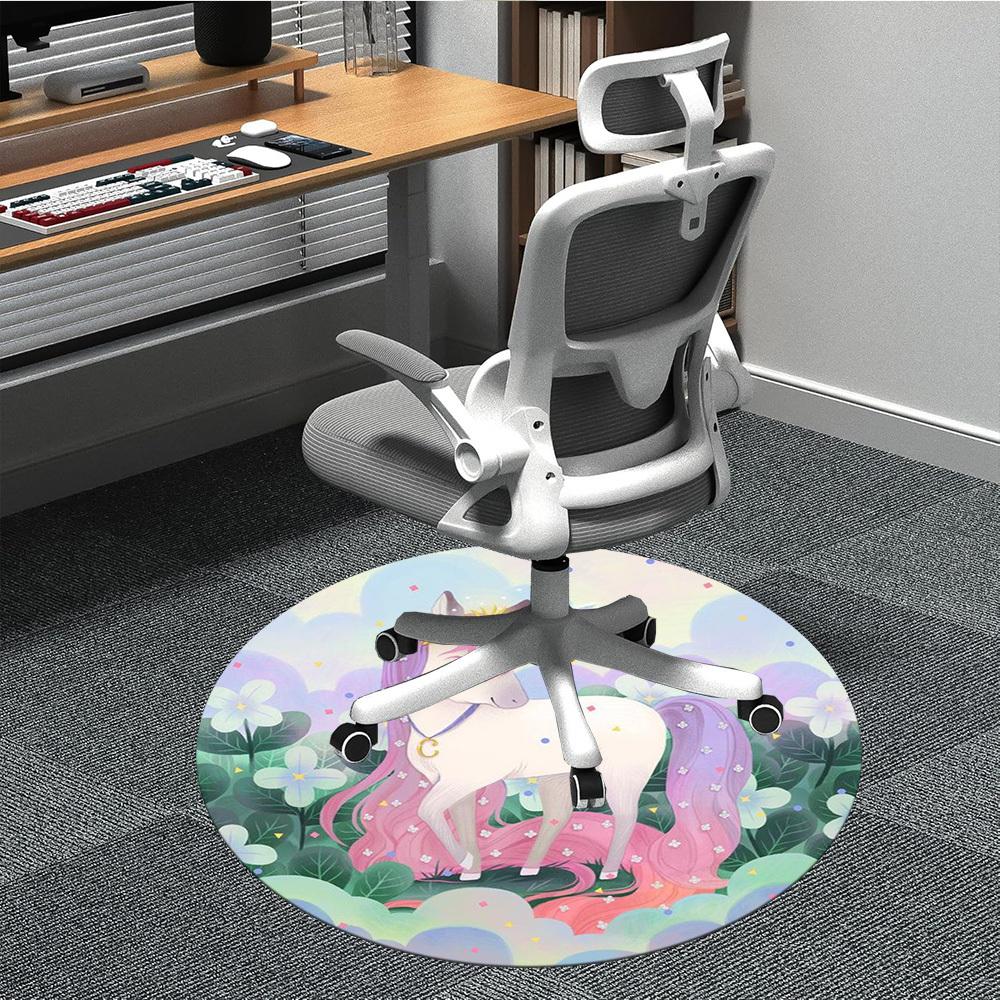 

1pc Unicorn Fantasy Garden Chair Carpet for Office, Soft, Non-Slip Polyester Mat, Office, Entryway, Living Room, Bedroom, yy251207261 80cm by 80cm