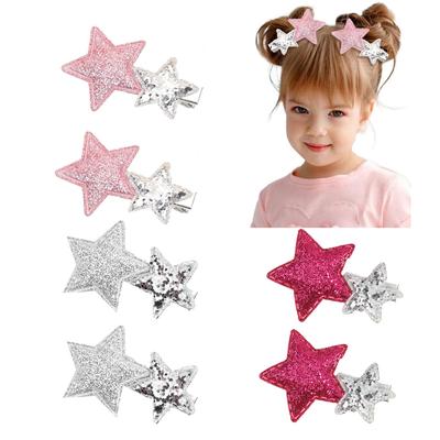 Nuova Pinza per Capelli Stella d'Argento per Bambine Ragazze Fermagli Rosa Glitterati Clip per Ciuffi Laterali Fermagli Accessori per Capelli Carini per Bambini
