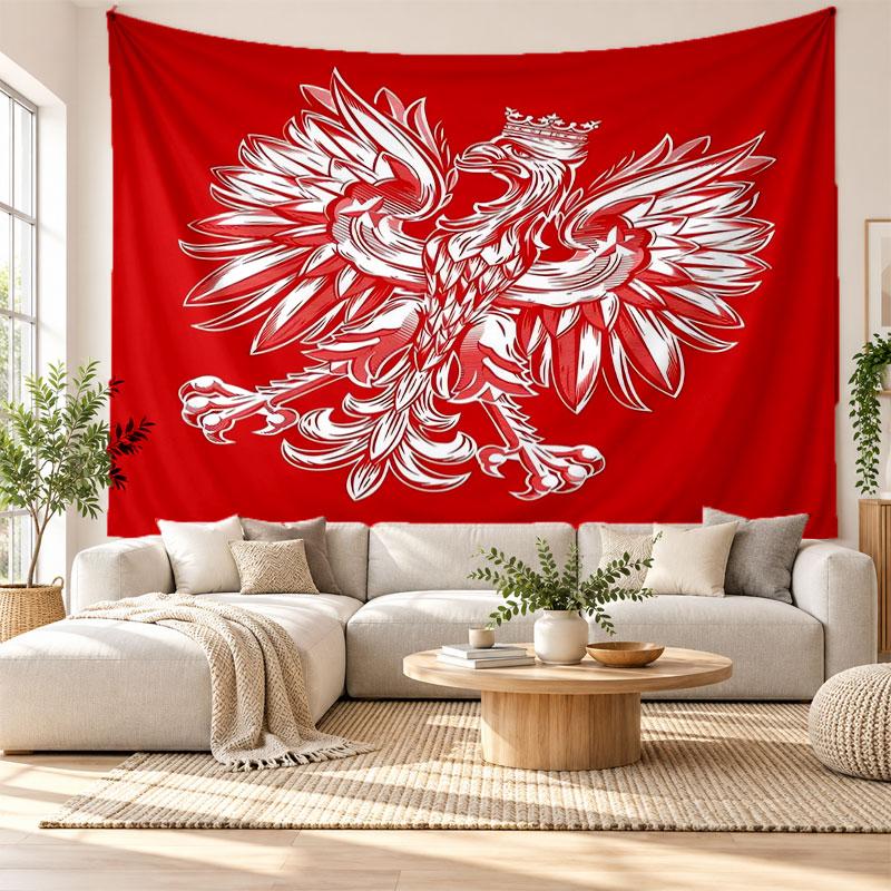 Tapisserie murale Pologne, Suspension murale en tissu doux, Toile de fond décorative pour chambre à coucher, Art mural pour la maison