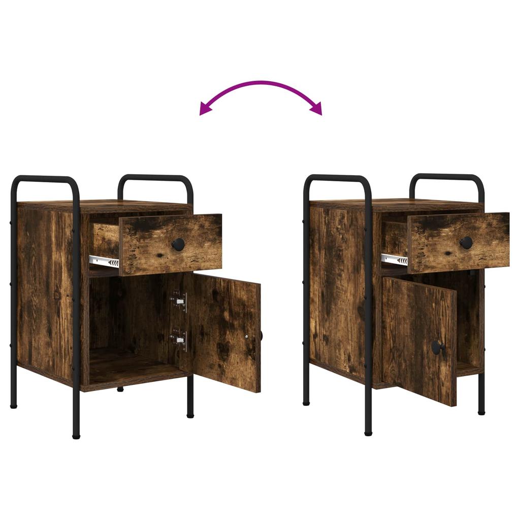 Nightstand Smoked Oak 35 X 36.5 X 61 Cm Engineered Wood