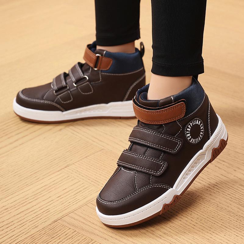 

Кроссовки на липучке для мальчиков и девочек - Модные, удобные, повседневные спортивные туфли для детей 36 темно-коричневого