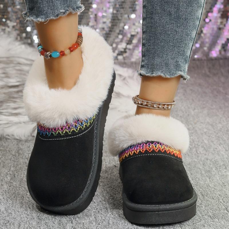 Autumn and winter new wool mouth foot cover low-top velvet cotton shoes women's cross-border large-size warm cloth thick-soled snow boots