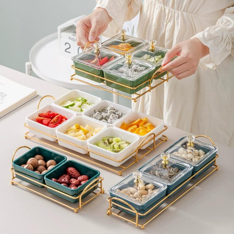Ktv Clubhouse Fruit Plate Melamine Bar Muscle Foot Four Or Six Gongge Snack Plate Grid Barbecue Cold Vegetables Snack Plate Plate Plate
