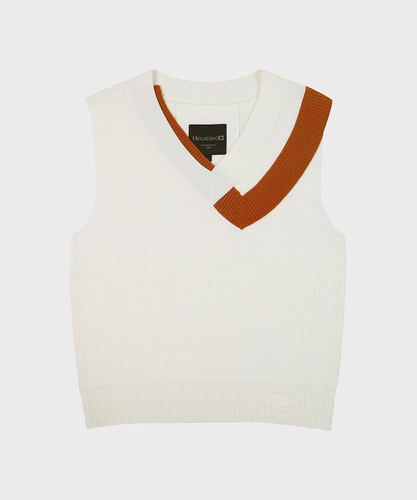 HELVESKO V-Neck Sweater Vest (Ivory)