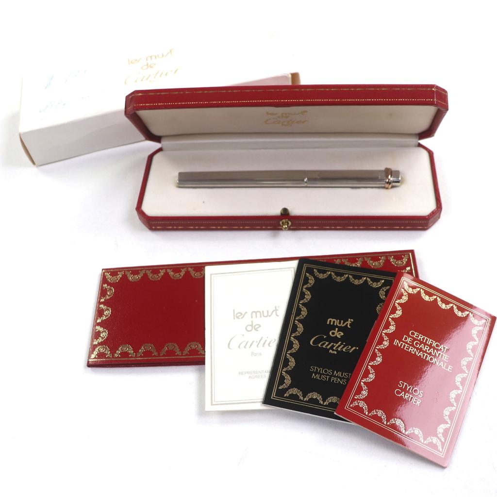 Great Cartier Ballpoint pen Trinity Stripe Cap Style Silver AG925 mens Used