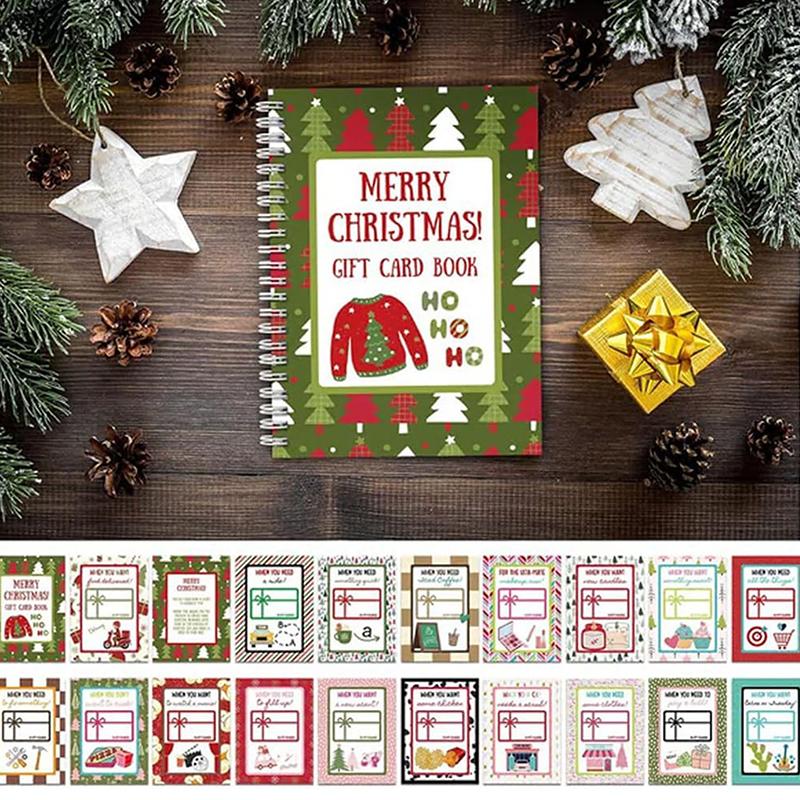 Merry Christmas Gift Card Book, Color Spiral-Bound Merry Christmas Card Book, Christma Gift Cards Books Holder