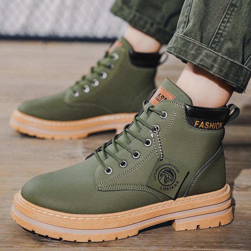 2026 Summer Men's Plus Size Martin Boots - British Style Trendy Leather High-Top Work Boots