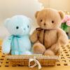 Ribbon Tied Teddy Bear Plush Toy Blue Brown Stuffed Animal Girls Birthday Gift